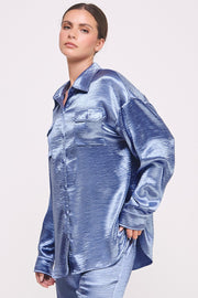 Button Down Metallic Shirt I ABJT7572 Champagne