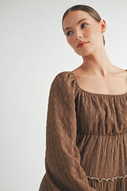 Long Sleeve Square-Neck Midi dress I ABED7575