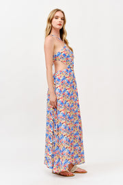 Floral Halter Neck Maxi Dress / S#ABMD0624