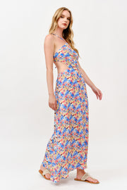 Floral Halter Neck Maxi Dress / S#ABMD0624