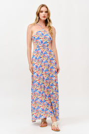 Floral Halter Neck Maxi Dress / S#ABMD0624