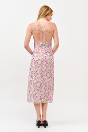 Floral Print Cutout Midi Dress / S#ABND0637-1