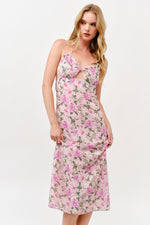Load image into Gallery viewer, Floral Print Cutout Midi Dress / S#ABND0637-1
