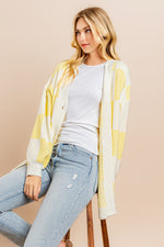 Load image into Gallery viewer, Yellow Checkerboard Cardigan I ABCS0100
