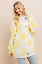 Load image into Gallery viewer, Yellow Checkerboard Cardigan I ABCS0100
