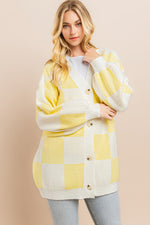 Load image into Gallery viewer, Yellow Checkerboard Cardigan I ABCS0100
