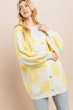 Load image into Gallery viewer, Yellow Checkerboard Cardigan I ABCS0100
