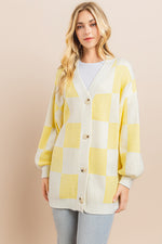 Load image into Gallery viewer, Yellow Checkerboard Cardigan I ABCS0100
