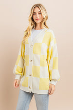 Load image into Gallery viewer, Yellow Checkerboard Cardigan I ABCS0100
