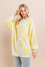 Load image into Gallery viewer, Yellow Checkerboard Cardigan I ABCS0100
