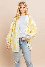 Load image into Gallery viewer, Yellow Checkerboard Cardigan I ABCS0100

