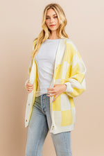Load image into Gallery viewer, Yellow Checkerboard Cardigan I ABCS0100
