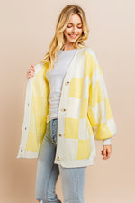 Load image into Gallery viewer, Yellow Checkerboard Cardigan I ABCS0100
