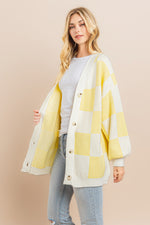 Load image into Gallery viewer, Yellow Checkerboard Cardigan I ABCS0100
