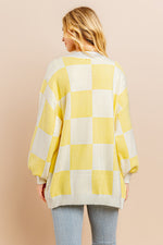 Load image into Gallery viewer, Yellow Checkerboard Cardigan I ABCS0100
