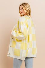 Load image into Gallery viewer, Yellow Checkerboard Cardigan I ABCS0100
