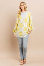 Load image into Gallery viewer, Yellow Checkerboard Cardigan I ABCS0100
