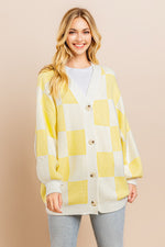 Load image into Gallery viewer, Yellow Checkerboard Cardigan I ABCS0100
