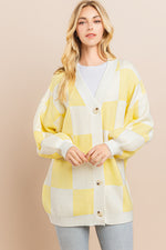 Load image into Gallery viewer, Yellow Checkerboard Cardigan I ABCS0100
