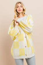 Load image into Gallery viewer, Yellow Checkerboard Cardigan I ABCS0100
