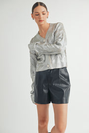 Gold Foiled Crop Cardigan  I ABCS0132