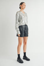Load image into Gallery viewer, Gold Foiled Crop Cardigan  I ABCS0132

