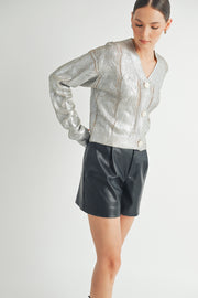 Gold Foiled Crop Cardigan  I ABCS0132