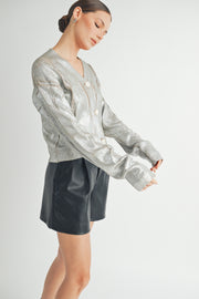 Gold Foiled Crop Cardigan  I ABCS0132