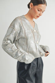 Gold Foiled Crop Cardigan  I ABCS0132