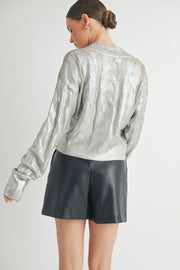 Gold Foiled Crop Cardigan  I ABCS0132