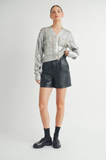 Load image into Gallery viewer, Gold Foiled Crop Cardigan  I ABCS0132
