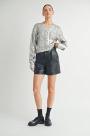 Gold Foiled Crop Cardigan  I ABCS0132