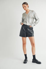 Gold Foiled Crop Cardigan  I ABCS0132