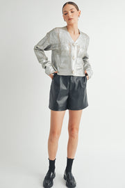 Gold Foiled Crop Cardigan  I ABCS0132