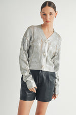 Load image into Gallery viewer, Gold Foiled Crop Cardigan  I ABCS0132
