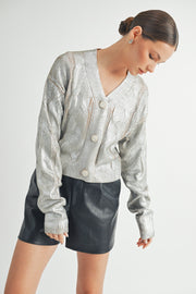 Gold Foiled Crop Cardigan  I ABCS0132