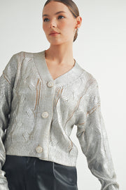 Gold Foiled Crop Cardigan  I ABCS0132