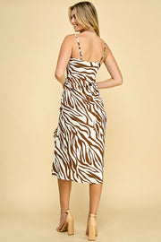 Brown Zebra Print Ova Dress / S#ABDD0103