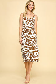 Brown Zebra Print Ova Dress / S#ABDD0103