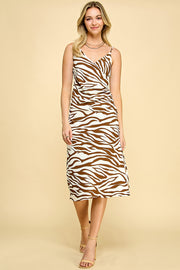 Brown Zebra Print Ova Dress / S#ABDD0103