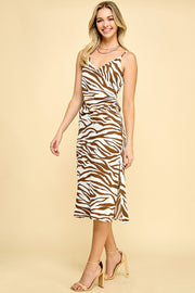 Brown Zebra Print Ova Dress / S#ABDD0103