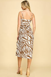 Brown Zebra Print Ova Dress / S#ABDD0103