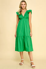 Load image into Gallery viewer, Double Ruffle Midi Dress/ S#ABDD0109
