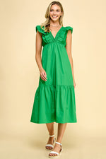 Load image into Gallery viewer, Double Ruffle Midi Dress/ S#ABDD0109
