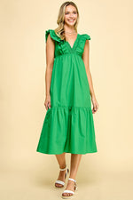 Load image into Gallery viewer, Double Ruffle Midi Dress/ S#ABDD0109
