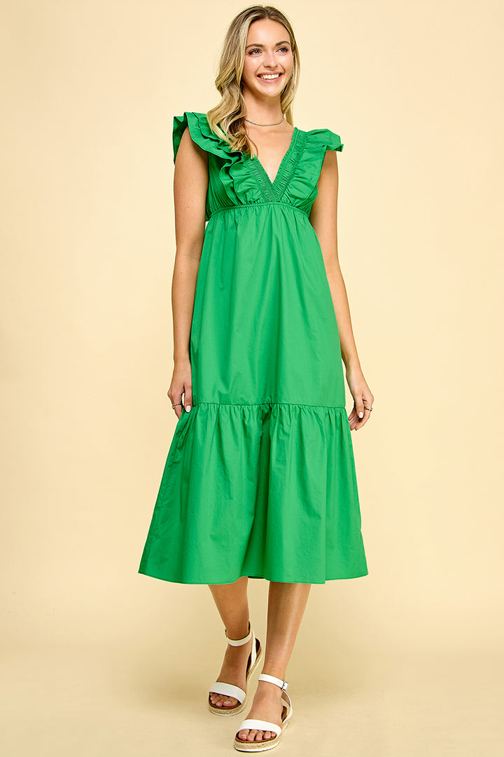 Double Ruffle Midi Dress/ S#ABDD0109