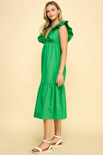 Load image into Gallery viewer, Double Ruffle Midi Dress/ S#ABDD0109
