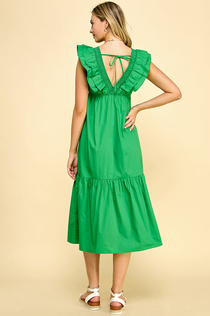 Double Ruffle Midi Dress/ S#ABDD0109