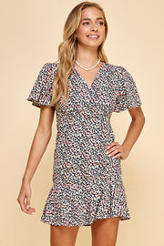 Floral Puff sleeve mini dress / S#ABDD0110