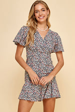 Load image into Gallery viewer, Floral Puff sleeve mini dress / S#ABDD0110
